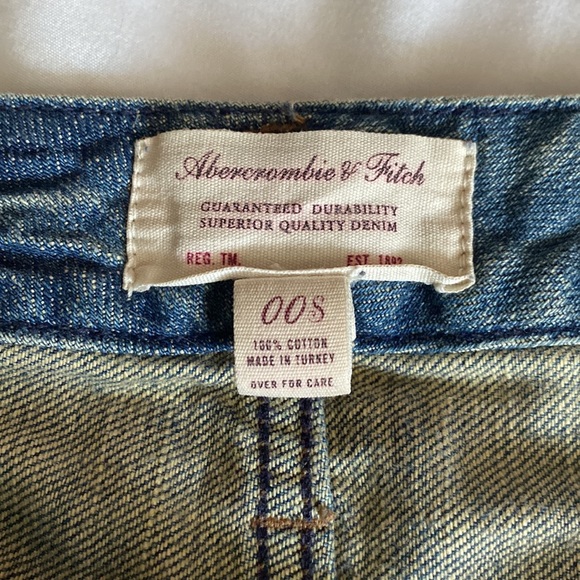 Vintage Abercrombie & Fitch Denim ripped low rise mixed wash jeans size 00S - Picture 3 of 3